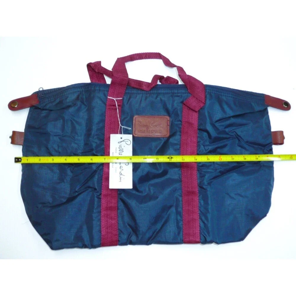 NWT Pierre Cardin Paris New York Blue Maroon Zippered Handbag Tote Purse Gym Bag